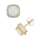 14k Gold 1/8-ct. T.w. Diamond And Opal Stud Earrings, Women's, White