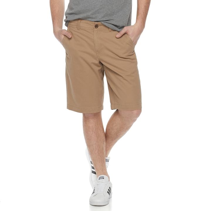 Men's Urban Pipeline&reg; Ultimate Twill Flat-front Shorts, Size: 32, Med Beige