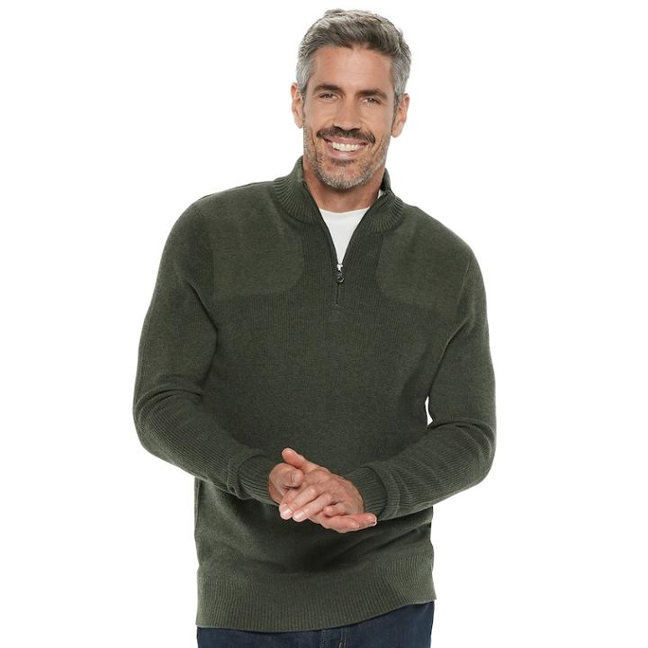 Men's Croft & Barrow® Classic-fit 9gg Quarter-zip Sweater, Size: Large, Green