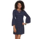 Juniors' Mudd&reg; Print Crinkle Lace-up Dress, Teens, Size: Xl, Dark Blue