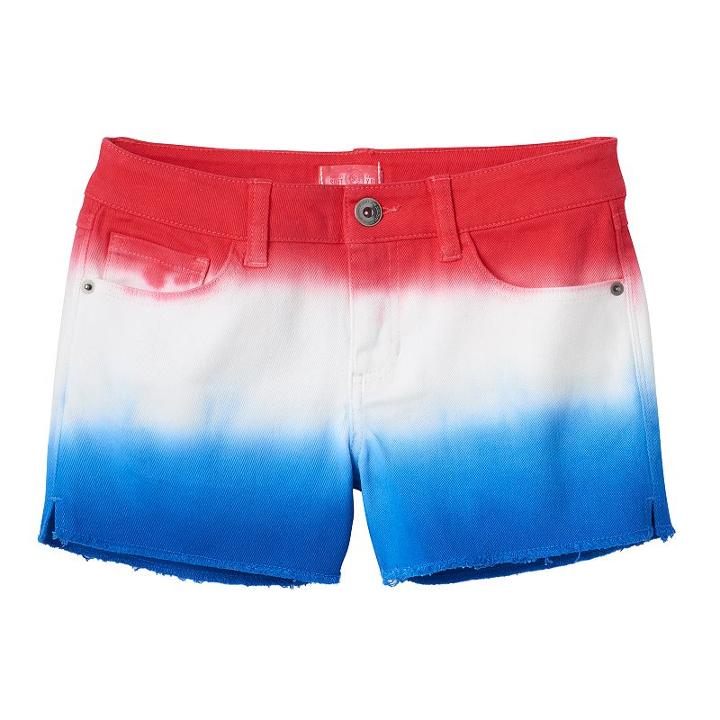 Girls 7-16 & Plus Size So&reg; Americana Dip-dye Ombre Jean Shorts, Girl's, Size: 7, Med Pink