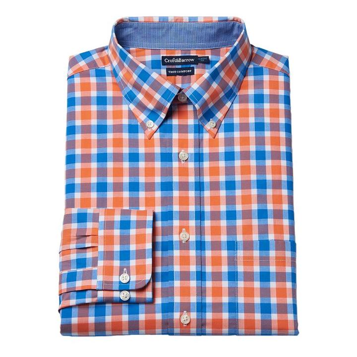 Big & Tall Croft & Barrow&reg; True Comfort Regular-fit Dress Shirt, Men's, Size: 20 36/7b, Orange