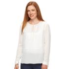 Petite Dana Buchman Lace-up Chiffon Top, Women's, Size: S Petite, White