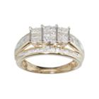10k Gold 1 Carat T.w. Diamond Cluster Engagement Ring, Women's, Size: 9, White