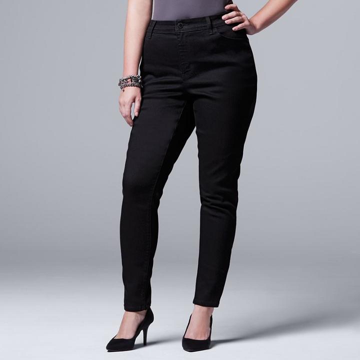 Plus Size Simply Vera Vera Wang Skinny Jeans, Women's, Size: 20w T/l, Black