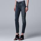 Women's Simply Vera Vera Wang Skinny Jeans, Size: 6 Long, Blue (navy)