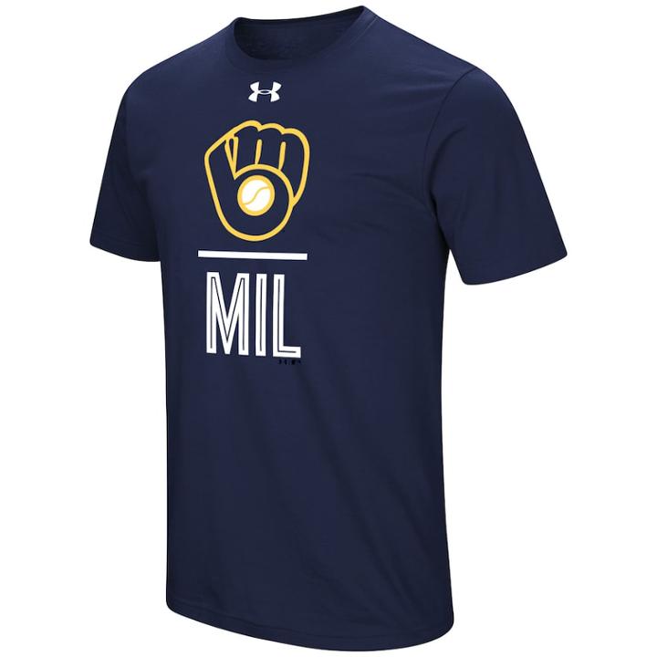 Men's Under Armour Milwaukee Brewers Slash Tee, Size: Medium, Blue (navy)