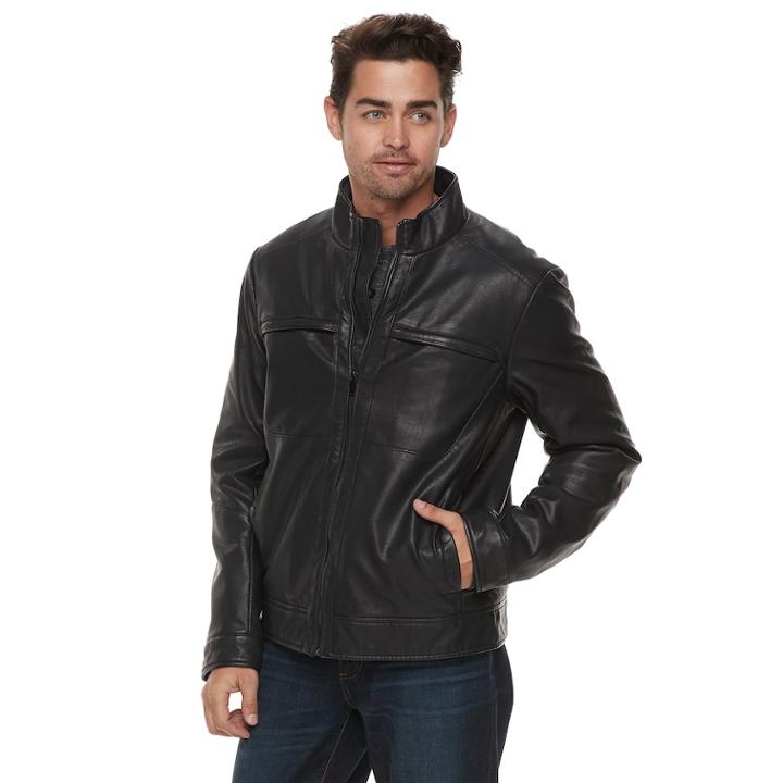 Men's Apt. 9&reg; Midweight Moto Jacket, Size: Small, Black