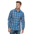 Men's Columbia Hardy Ridge Plaid Stretch Button-down Shirt, Size: Medium, Brt Blue