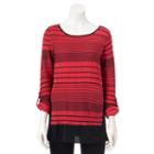 Women's Dana Buchman Striped Roll-tab Top, Size: Large, Lt Orange