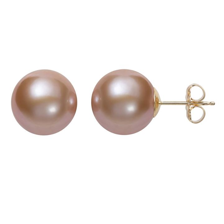 14k Gold Pink Freshwater Cultured Pearl Stud Earrings, Women's