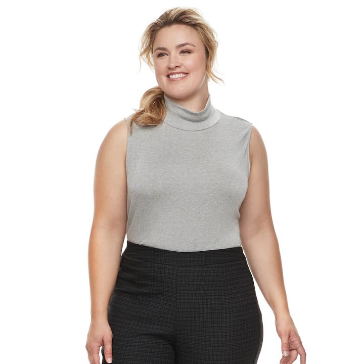 Plus Size Croft & Barrow&reg; Sleeveless Mock Neck Top, Women's, Size: 3xl, Med Grey
