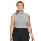 Plus Size Croft & Barrow&reg; Sleeveless Mock Neck Top, Women's, Size: 3xl, Med Grey