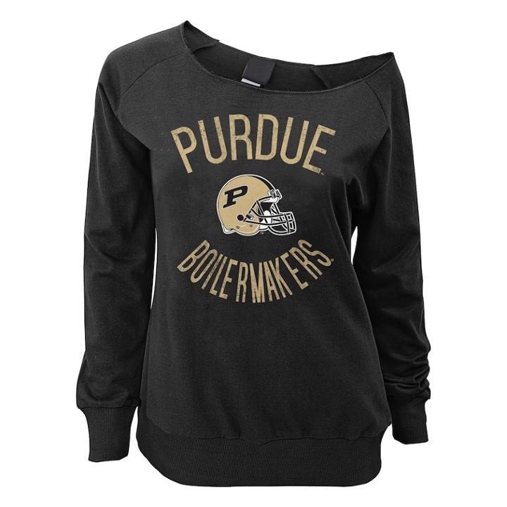 Juniors' Purdue Boilermakers Flashdance Slouch Crewneck, Teens, Size: Small, Black