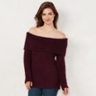 Women's Lc Lauren Conrad Off-the-shoulder Chenille Sweater, Size: Medium, Dark Red