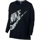 Women's Nike Long Sleeve Graphic Tee, Size: Large, Grey (charcoal)