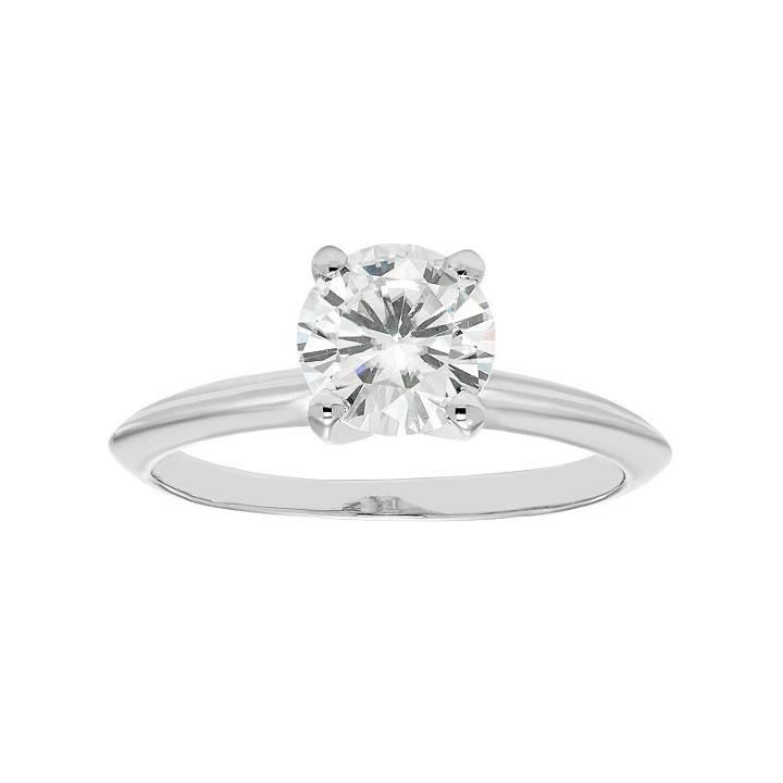 14k White Gold 1 Carat T.w. Lab-created Moissanite Engagement Ring, Women's, Size: 7