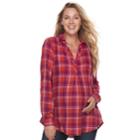 Maternity A:glow Plaid Flannel Tunic, Women's, Size: Xl-mat, Red