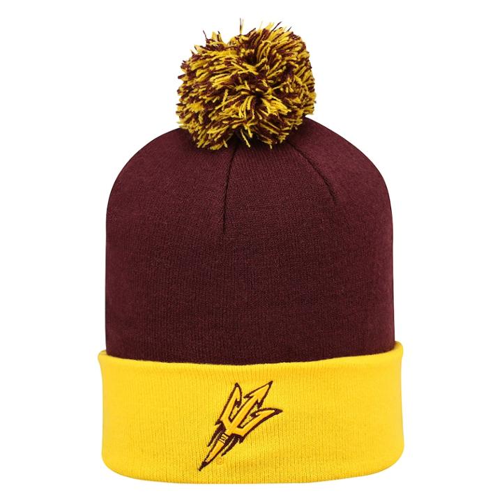Adult Top Of The World Arizona State Sun Devils Pom Knit Hat, Men's, Dark Red