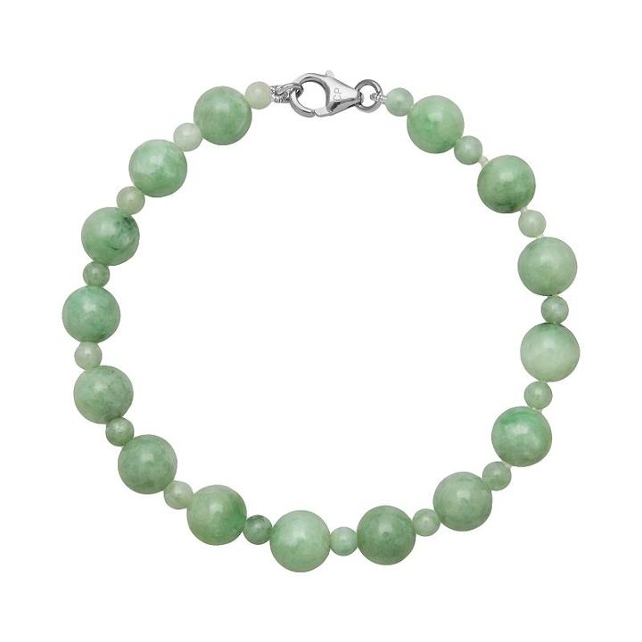 Sterling Silver Jade Bead Bracelet, Women's, Size: 7.5, Green