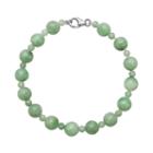 Sterling Silver Jade Bead Bracelet, Women's, Size: 7.5, Green