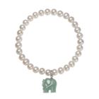 Sterling Silver Freshwater Cultured Pearl & Jade Elephant Stretch Bracelet, Women's, Size: 7.5, White
