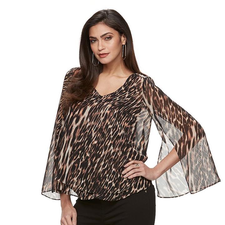 Women's Jennifer Lopez Layered Chiffon Top, Size: Xl, Brown