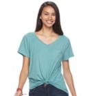 Juniors' So&reg; Oversized Round Hem Pocket Tee, Teens, Size: Large, Turquoise/blue (turq/aqua)