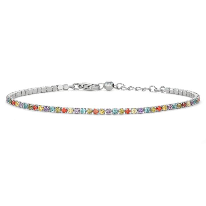 Sterling Silver Cubic Zirconia Bracelet, Women's, Size: 7, Multicolor