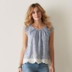 Women's Sonoma Goods For Life&trade; Embroidered Dolman Tee, Size: Xl, Dark Blue
