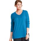 Plus Size Just My Size Long Sleeve V-neck Tee, Women's, Size: 2xl, Med Blue