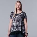 Plus Size Simply Vera Vera Wang Printed Crinkle Tee, Women's, Size: 3xl, Oxford