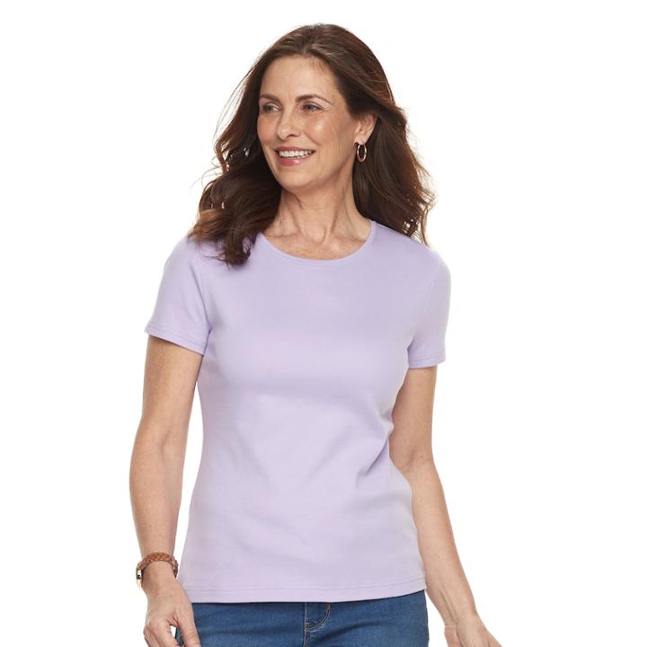 Petite Croft & Barrow&reg; Essential Crewneck Tee, Women's, Size: S Petite, Lt Purple