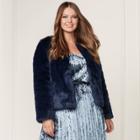 Lc Lauren Conrad Runway Collection Faux-fur Jacket - Plus Size, Women's, Size: 0x/1x, Dark Blue