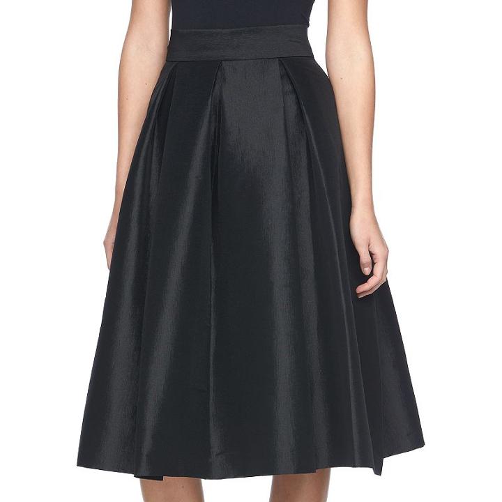 Women's Ronni Nicole Pleated Taffeta Skirt, Size: 10, Black