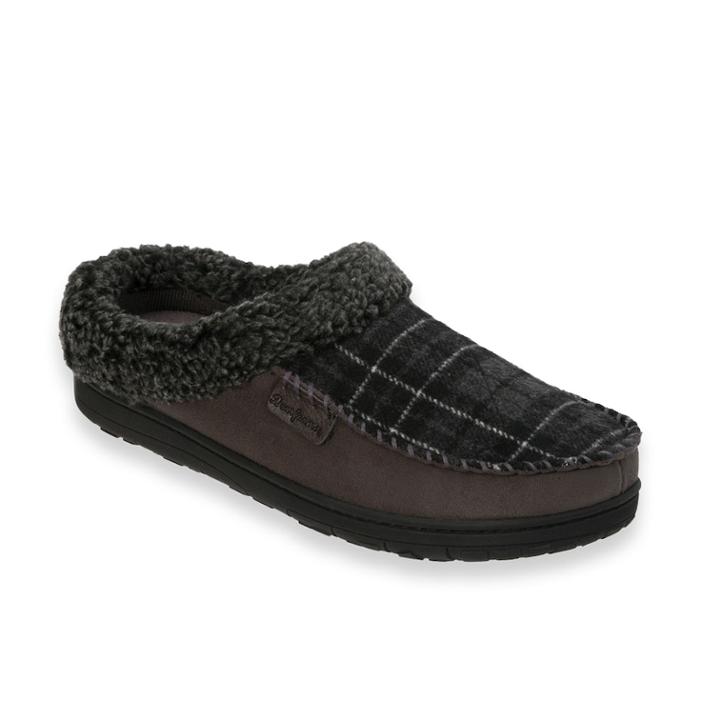 Men's Dearfoams Microfiber Whipstitch Wide-width Moccasin Slippers, Size: Large, Med Grey