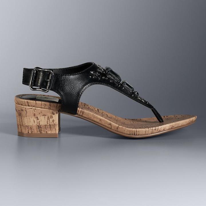 Simply Vera Vera Wang Darlene Women's Block Heel Sandals, Size: 9.5, Black