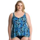 Plus Size Croft & Barrow&reg; Hip Minimizer Flounce Swimsuit, Women's, Size: 24 W, Bohemian Blue