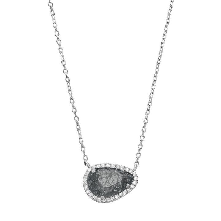 Sterling Silver Ice Cubic Zirconia Halo Necklace, Women's, Size: 26, Grey
