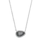Sterling Silver Ice Cubic Zirconia Halo Necklace, Women's, Size: 26, Grey