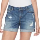 Women's Jennifer Lopez Rockin' Ripped Boyfriend Jean Shorts, Size: 10, Dark Blue
