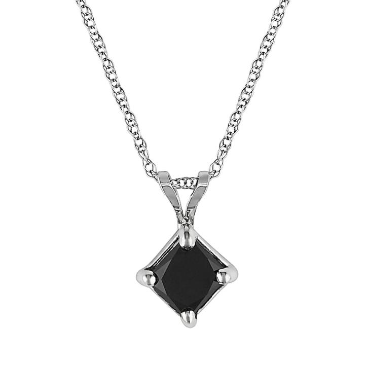 Stella Grace 10k White Gold 1-ct. T.w. Black Diamond Solitaire Pendant, Women's, Size: 17