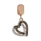 Individuality Beads Crystal 14k Rose Gold Over Silver Tilted Heart Charm, Women's, Blue