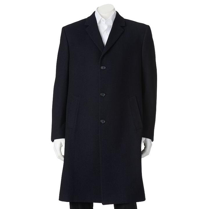Men's Billy London 42-in. Wool-blend Overcoat, Size: 40 - Regular, Blue (navy)