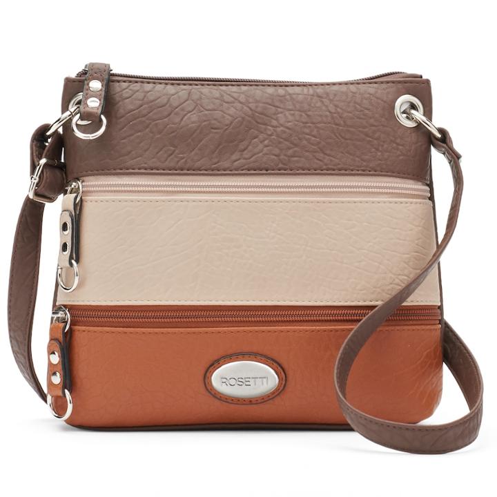 Rosetti Demi Zips Colorblock Crossbody Bag, Women's, Brown Oth