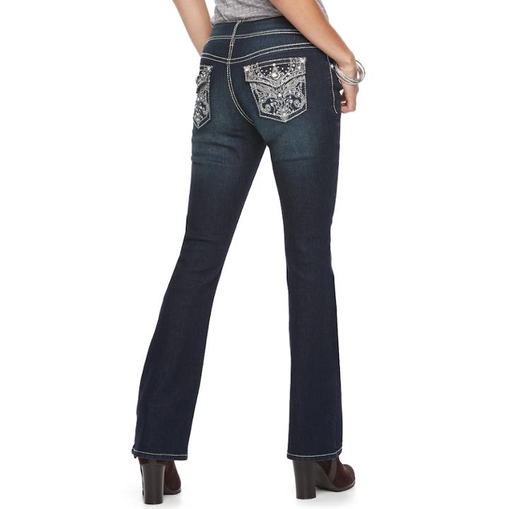 Women's Apt. 9&reg; Embellished Bootcut Jeans, Size: 8, Med Blue