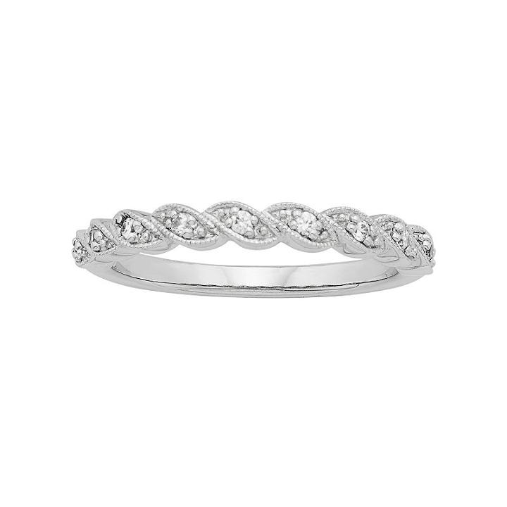 Sterling Silver 1/10 Carat T.w. Diamond Twist Ring, Women's, Size: 4, White