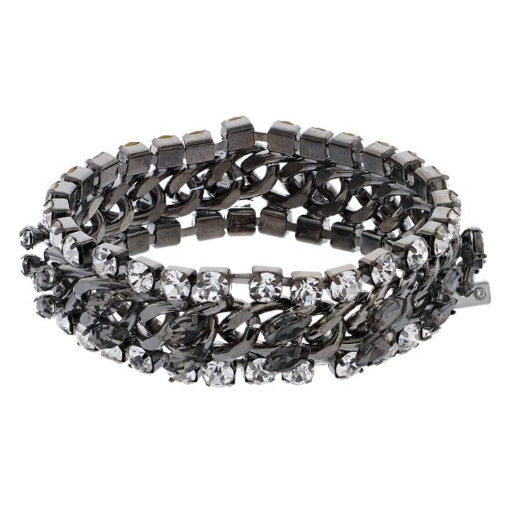 Simply Vera Vera Wang Simulated Crystal Chain Stretch Bracelet, Women's, Black