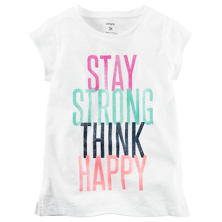 Girls 4-8 Carter's Stay Strong Think Happy Tee, Girl's, Size: 8, White