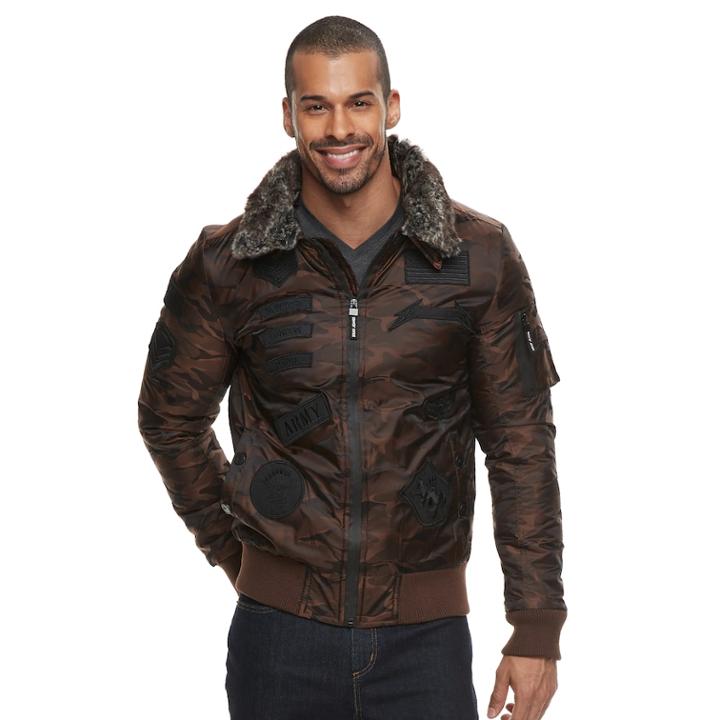 Men's Xray Removable Faux Fur Collar Flight Jacket, Size: Xxl, Dark Beige